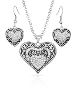 Montana Silversmiths Women's Antiqued Heart In A Heart Jewelry Set
