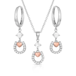 Montana Silversmiths Montana Silversmith Hoofprints On My Heart Horseshoe Jewelry Set JS4308