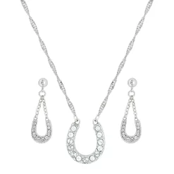 Montana Silversmiths Crystal Clear Lucky Horseshoe Jewelry Set JS808