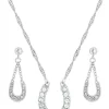 Montana Silversmiths JS808 Crystal Clear Lucky Horseshoe Jewelry Set Silver
