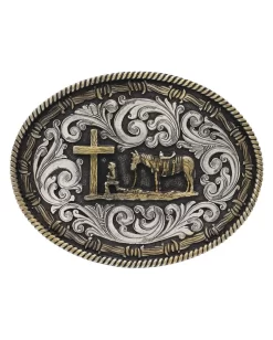 Montana Silversmiths Attitude Two Tone Rope Christian Cowboy Buckle