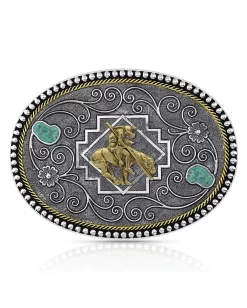Montana Silversmiths Country Roads Turquoise Buckle With Bucking Horse