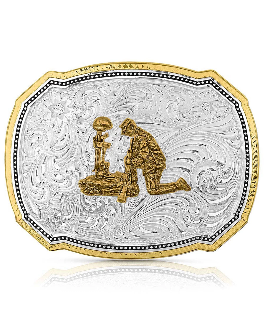 Montana Silversmiths Kneeling Soldier Buckle 1 Montana Silversmiths Kneeling Soldier Buckle