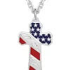Montana Silversmiths NC3771 Born In The USA Patriotic Cross Necklace