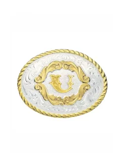 Montana Silversmiths Initial Gold Filigree Western Belt Buckle 5000A (Small) 7 Montana Silversmiths Initial Gold Filigree Western Belt Buckle 5000A (Small) -Montana Silversmiths Montana Initial Buckle 5000A Z 2