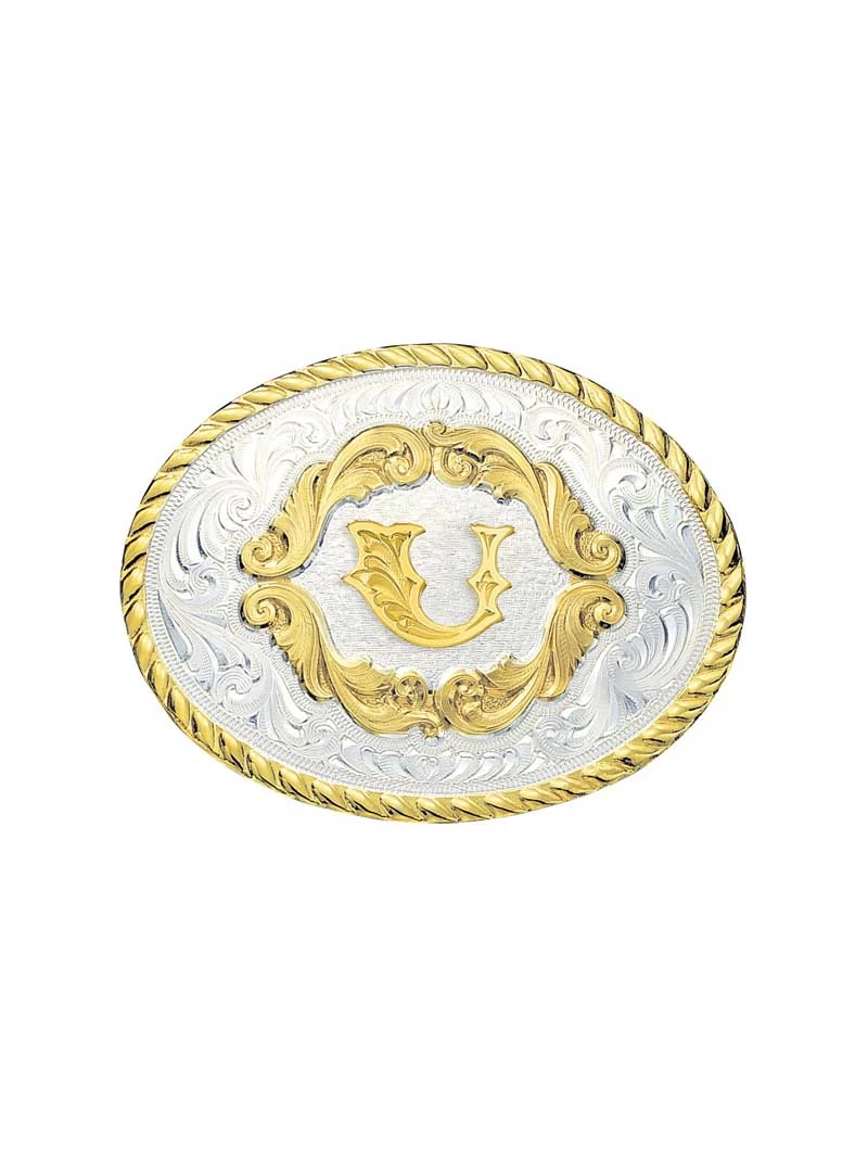Montana Silversmiths Initial Gold Filigree Western Belt Buckle 5000A (Small) 4 Montana Silversmiths Initial Gold Filigree Western Belt Buckle 5000A (Small) - Image 4