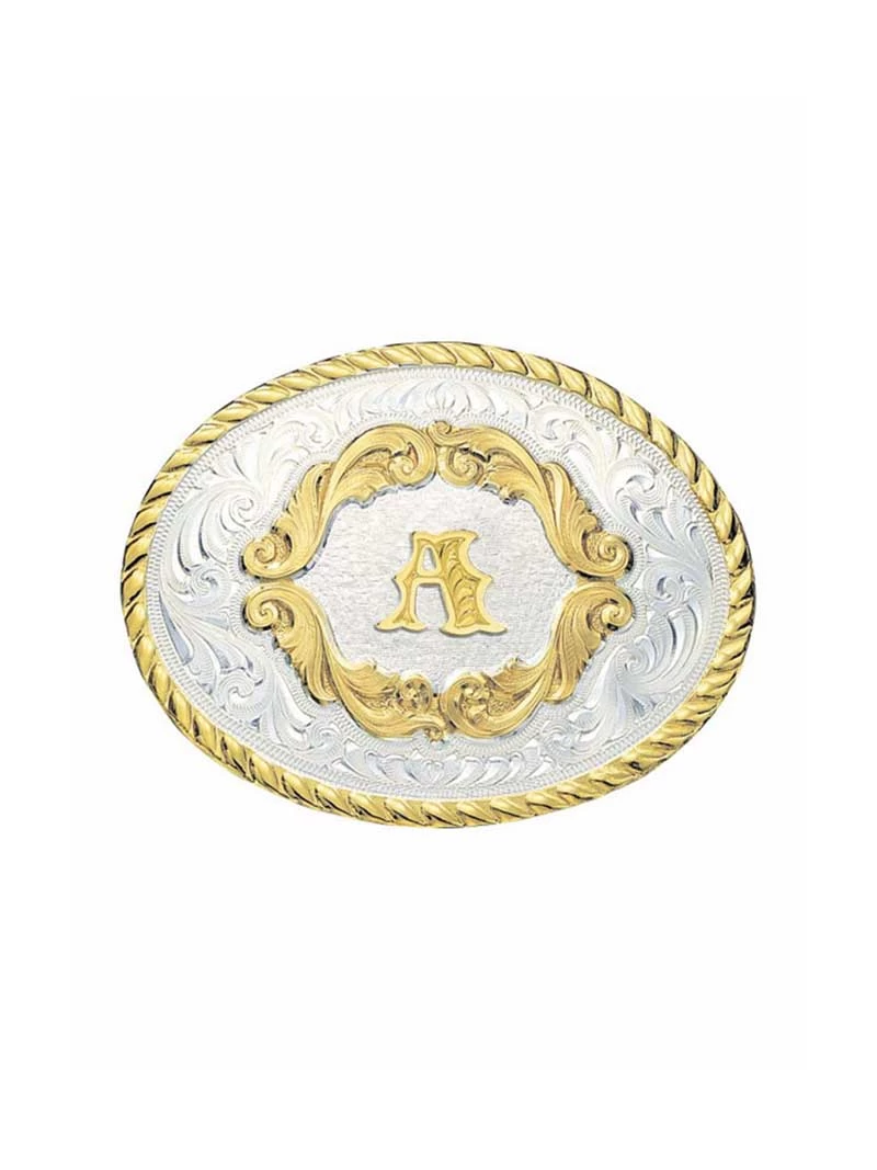 Montana Silversmiths Initial Gold Filigree Western Belt Buckle 5000A (Small) 2 Montana Silversmiths Initial Gold Filigree Western Belt Buckle 5000A (Small) - Image 2