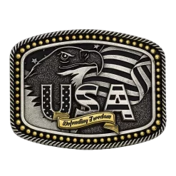 Montana Silversmiths Unisex Defending Freedom USA Attitude Buckle A787