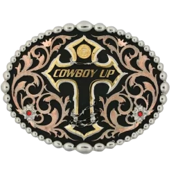 Montana Silversmiths Tri Color Cowboy Up Attitude Belt Buckle 60990