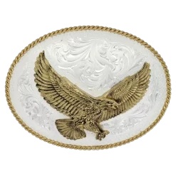 Montana Silversmiths Silver Engraved With Eagle Western Buckle 1460