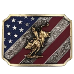 Montana Silversmiths® Patriot Bull Rider Attitude Belt Buckle A865