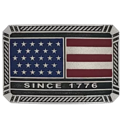 Montana Silversmiths® Trimmed Square American Flag Attitude Belt Buckle A866