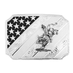 Montana Silversmiths Men's American Bullrider Silver Buckle 46100-205H