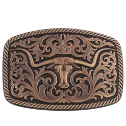Montana Silversmiths Longhorn & Scrolls Bronze Buckle 33010BLB