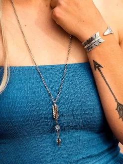 Montana Silversmiths NC4885-D Timber Ridge Arrow Necklace Silver -Montana Silversmiths NC 4885 2 1