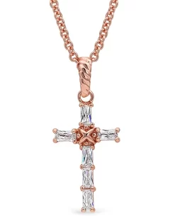 Montana Silversmiths Women's Rose Gold Brilliant Cross Necklace