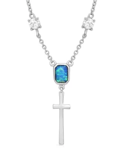 Montana Silversmiths Women's Cross Opal Necklace