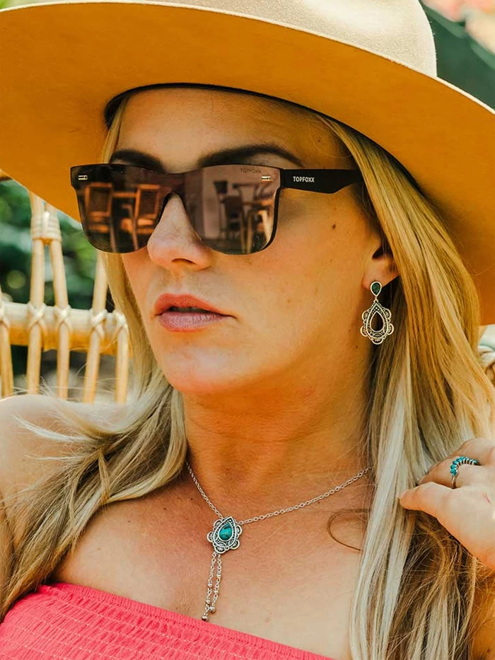 Montana Silversmiths NC4951 Womens Lady Guadalupe Dangle Stone Necklace Turquoise 4 Montana Silversmiths NC4951 Womens Lady Guadalupe Dangle Stone Necklace Turquoise - Image 4