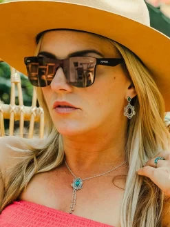 Montana Silversmiths NC4951 Womens Lady Guadalupe Dangle Stone Necklace Turquoise -Montana Silversmiths SideView 5c18bd08 d958 412a 98a9 9af323b108b9