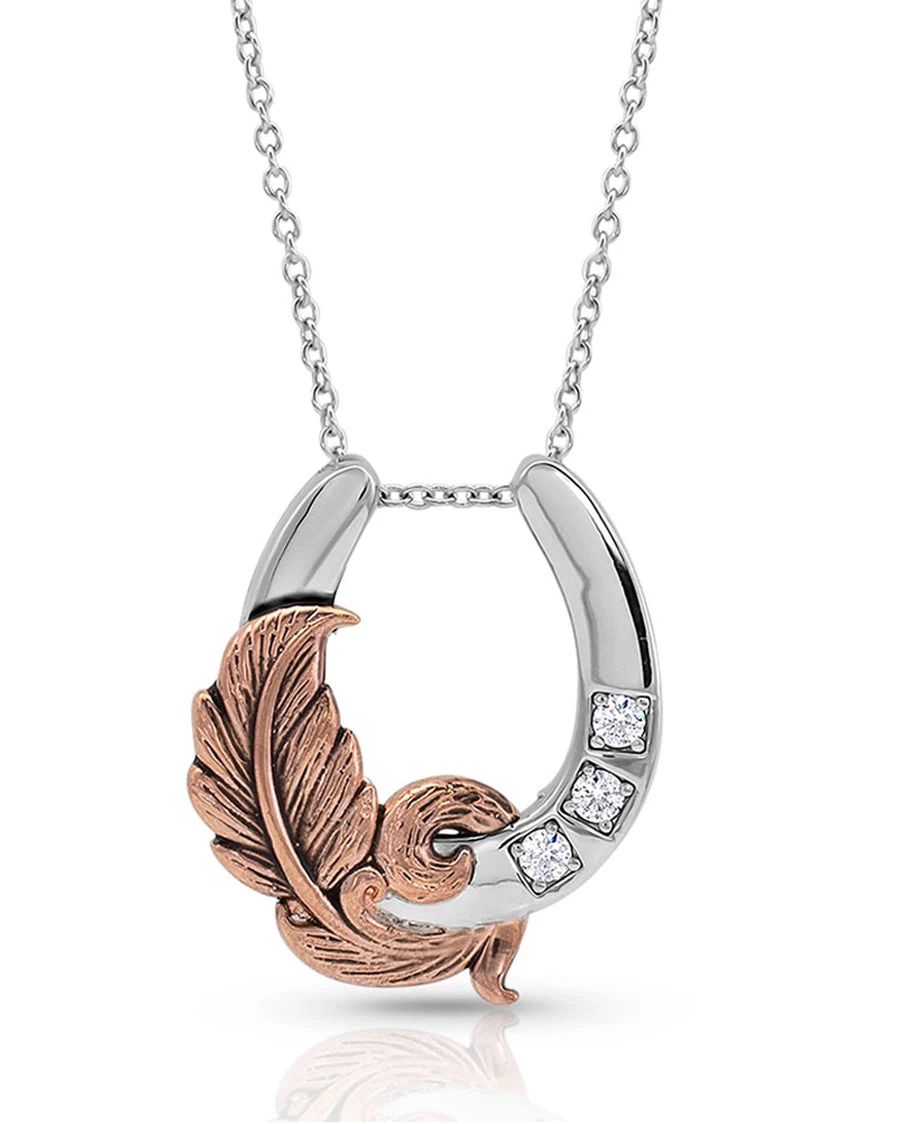 Montana Silversmiths Women's Natural Luck Horseshoe Necklace 1 Montana Silversmiths Women's Natural Luck Horseshoe Necklace