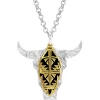 Montana Silversmiths Women's Steer Skull Feather Necklace