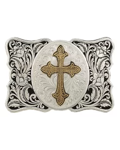 Montana Silversmiths Floral Cross Western Belt Buckle