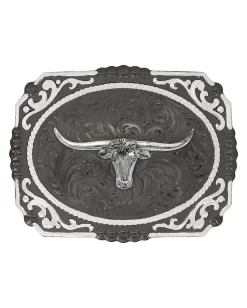 Montana Silversmiths Longhorn Steer Gunmetal Belt Buckle