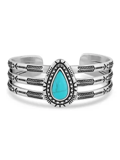 Montana Silversmiths BC5485 Womens Ways Of The West Turquoise Cuff Bracelet Silver