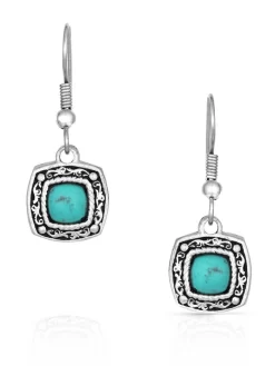 Montana Silversmiths Montana Silversmith ER1263 Womens Blue Earth Turquoise Drop Earrings Silver