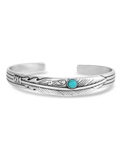 Montana Silversmiths BC5486 Womens Solo Flight Turquoise Feather Cuff Bracelet Silver