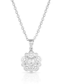 Montana Silversmiths NC5357 Womens Hidden Hearts Crystal Necklace Silver