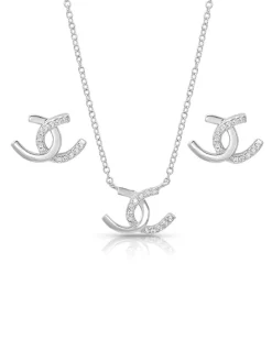 Montana Silversmiths JS4505 Womens Horseshoe Happiness Jewelry Set Silver