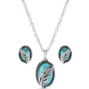 Montana Silversmiths JS5375 Womens World's Feather Turquoise Jewelry Set Silver