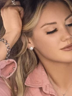 Montana Silversmiths Montana Silversmith ER5357 Womens Hidden Hearts Crystal Post Earrings Silver -Montana Silversmiths j35x8jaj