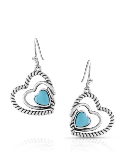 Montana Silversmiths Montana Silversmith ER5179 Womens Clearer Ponds Turquoise Heart Earrings Silver