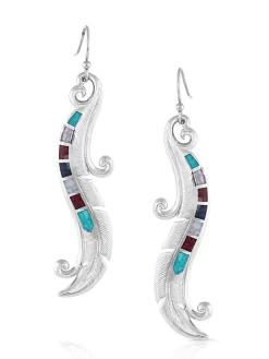 Montana Silversmiths Montana Silversmith ER4836 Womens Dreamweaver Feather Earrings Silver