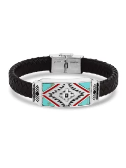 Montana Silversmiths BC5495 Southwest Storm Cloud Leather Bracelet Dark Brown