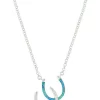 Montana Silversmiths NC3977 Womens River Lights Double Horseshoe Opal Necklace Silver