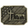MONTANA SILVERSMITHS PATRIOT CHRISTIAN COWBOY FLAG - ACC BUCKLE - A864C