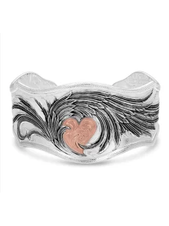 Montana Silversmiths BC4394RG Womens Rose Gold Heart Strings Feather Bracelet Silver