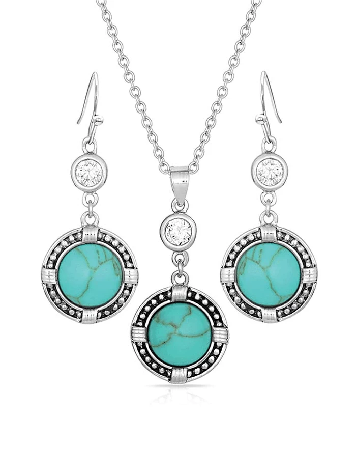 Montana Silversmiths JS3218 WomensTrue North Turquoise Jewelry Set Silver 1 Montana Silversmiths JS3218 WomensTrue North Turquoise Jewelry Set Silver